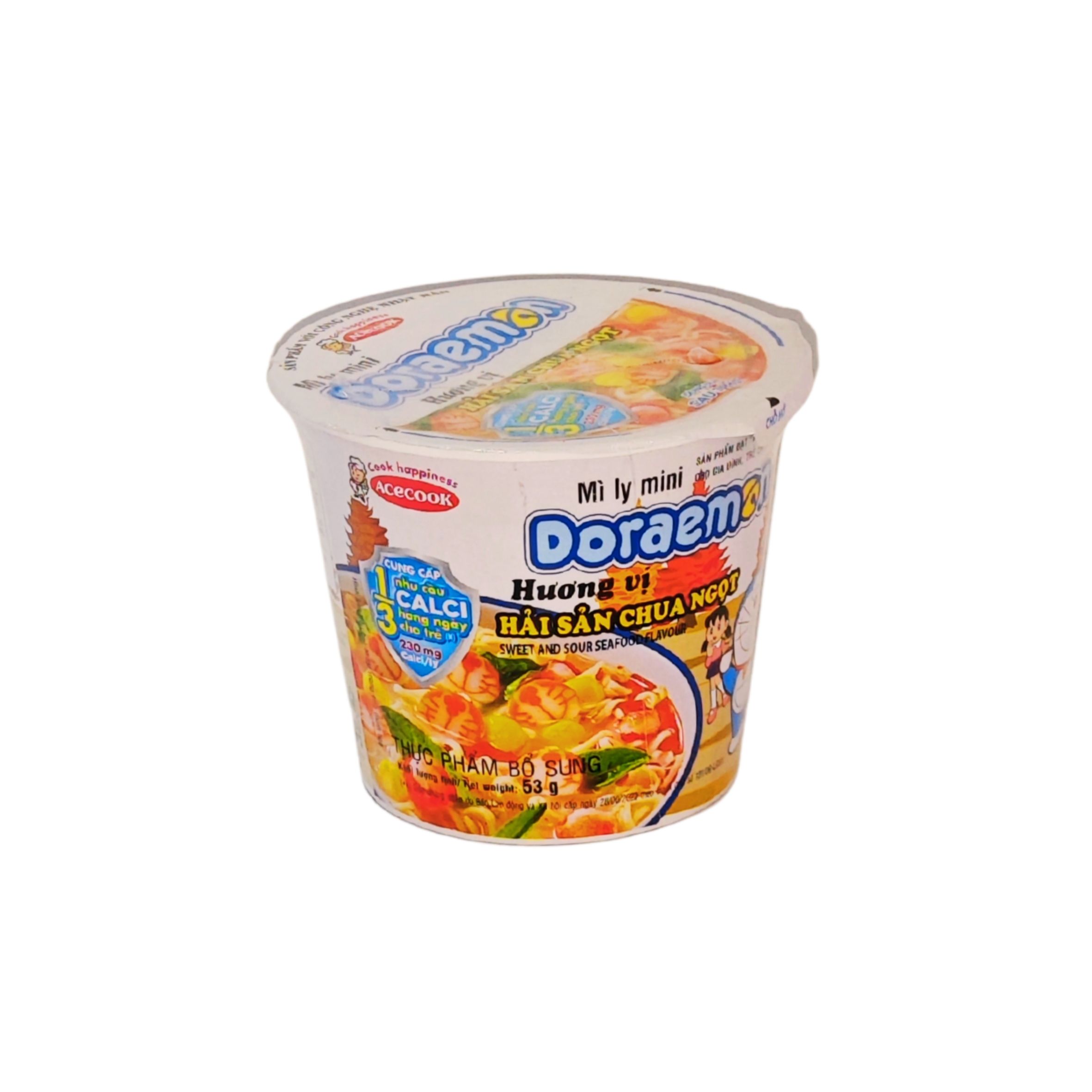 Mì ly mini Doraemon hải sản chua ngọt 53g