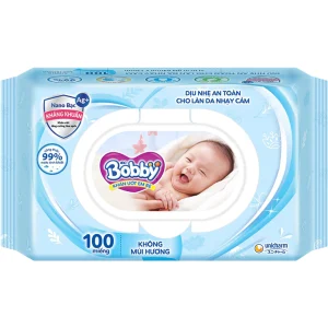 Khăn Ướt Bobby Không Mùi Hương Cho Trẻ Nhỏ Và Người Lớn - Gói 100 Miếng