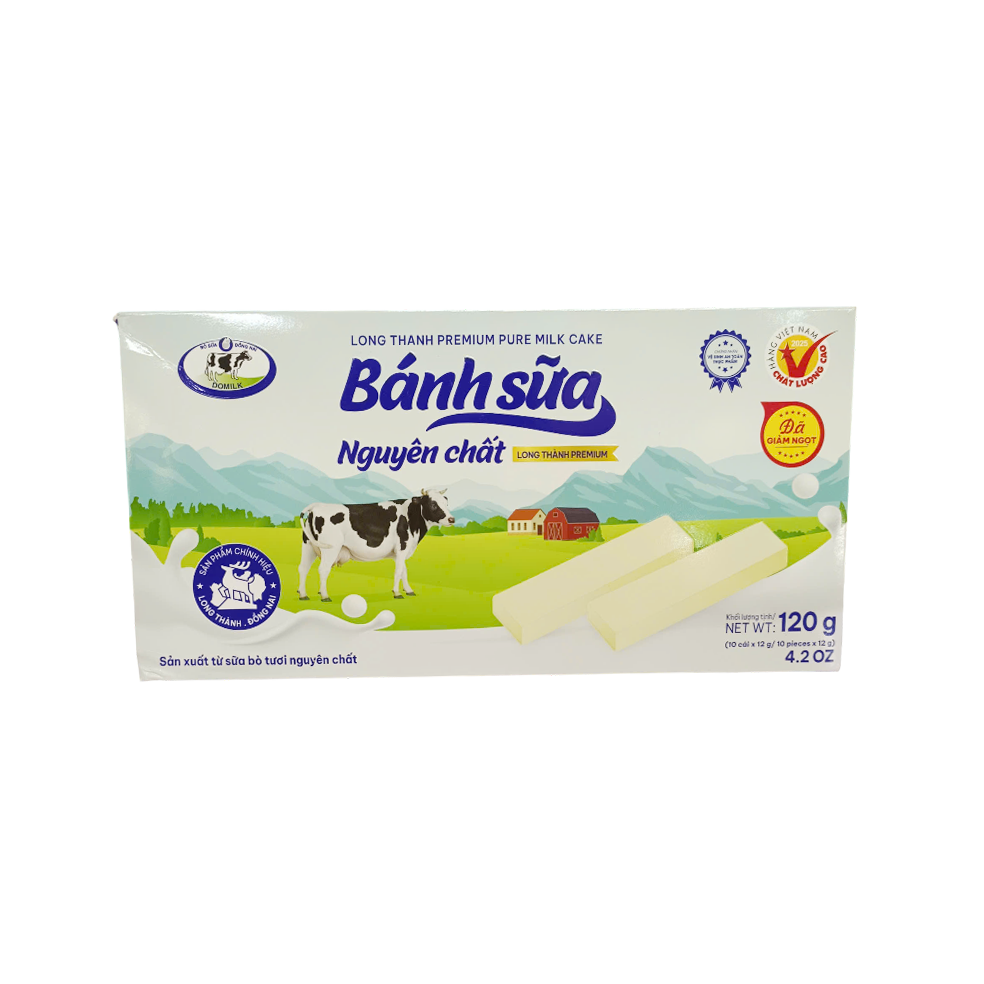 Bánh Sữa Nguyên Chất Long Thành Domilk Hộp 120g – 10 Thanh