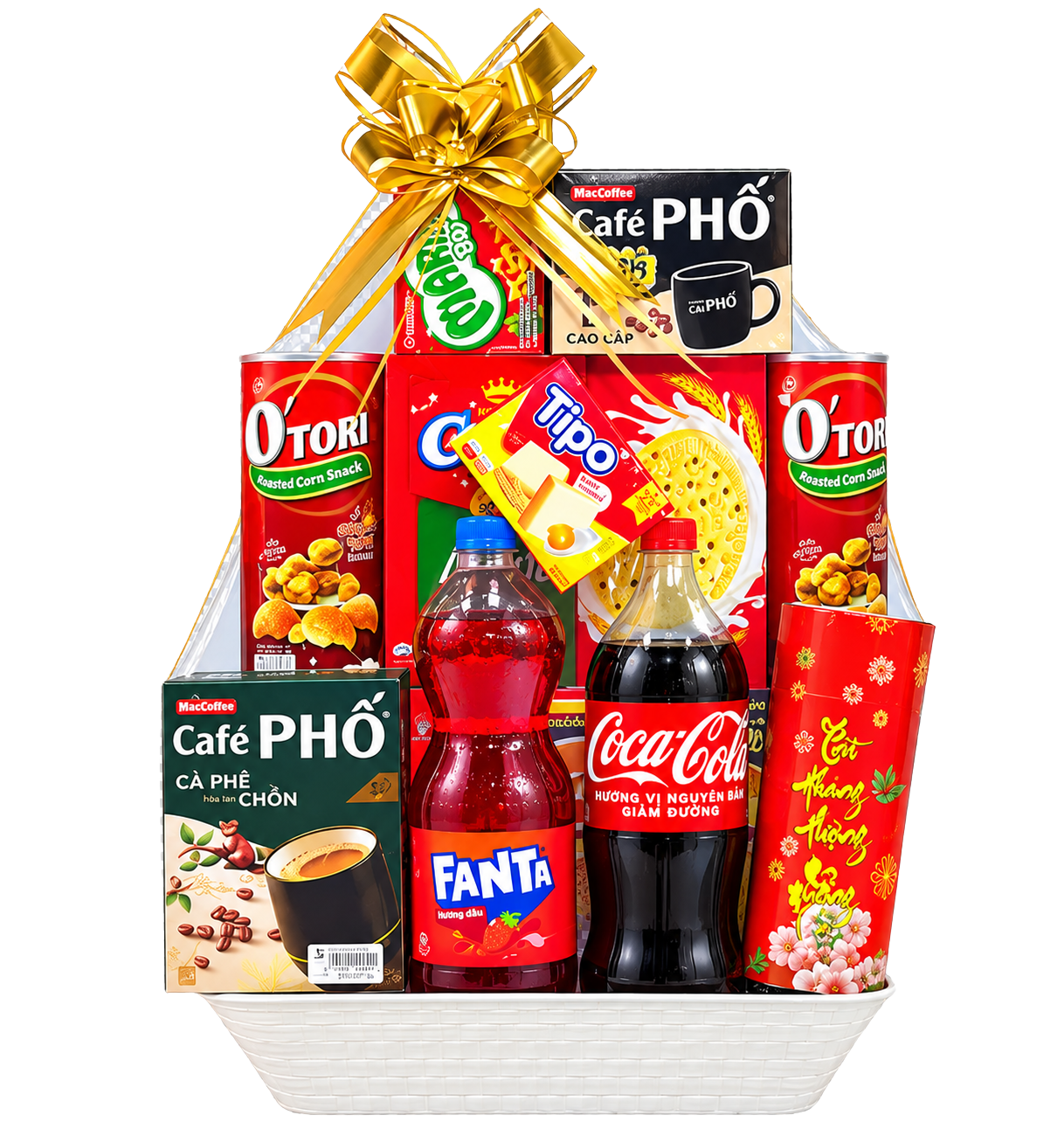 Giỏ Quà Tết 300.000đ – Combo Bánh Kẹo, Cà Phê, Nước Ngọt Và Snack